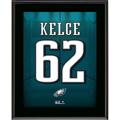 Plaque de joueur sublimée avec numéro de maillot des Philadelphia Eagles de 10,5" x 13" de Jason Kelce