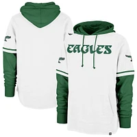 Men's '47  White Philadelphia Eagles Throwback Shortstop Pullover Hoodie