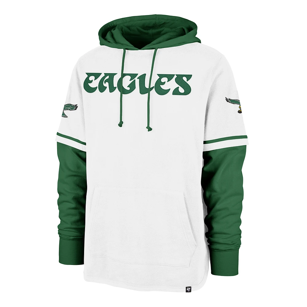 Men's '47  White Philadelphia Eagles Throwback Shortstop Pullover Hoodie
