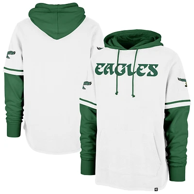 Men's '47  White Philadelphia Eagles Throwback Shortstop Pullover Hoodie