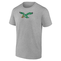 Men's Fanatics  Heather Gray Philadelphia Eagles Distressed Throwback Logo T-Shirt