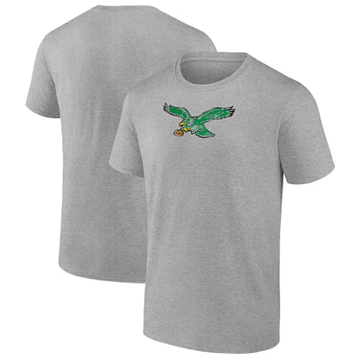 Men's Fanatics  Heather Gray Philadelphia Eagles Distressed Throwback Logo T-Shirt
