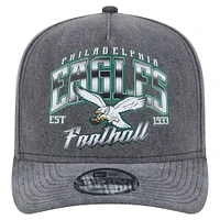 Men's New Era  Black Philadelphia Eagles Throwback Washed A-Frame 9FIFTY Snapback Hat