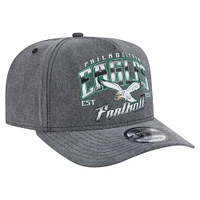 Men's New Era  Black Philadelphia Eagles Throwback Washed A-Frame 9FIFTY Snapback Hat