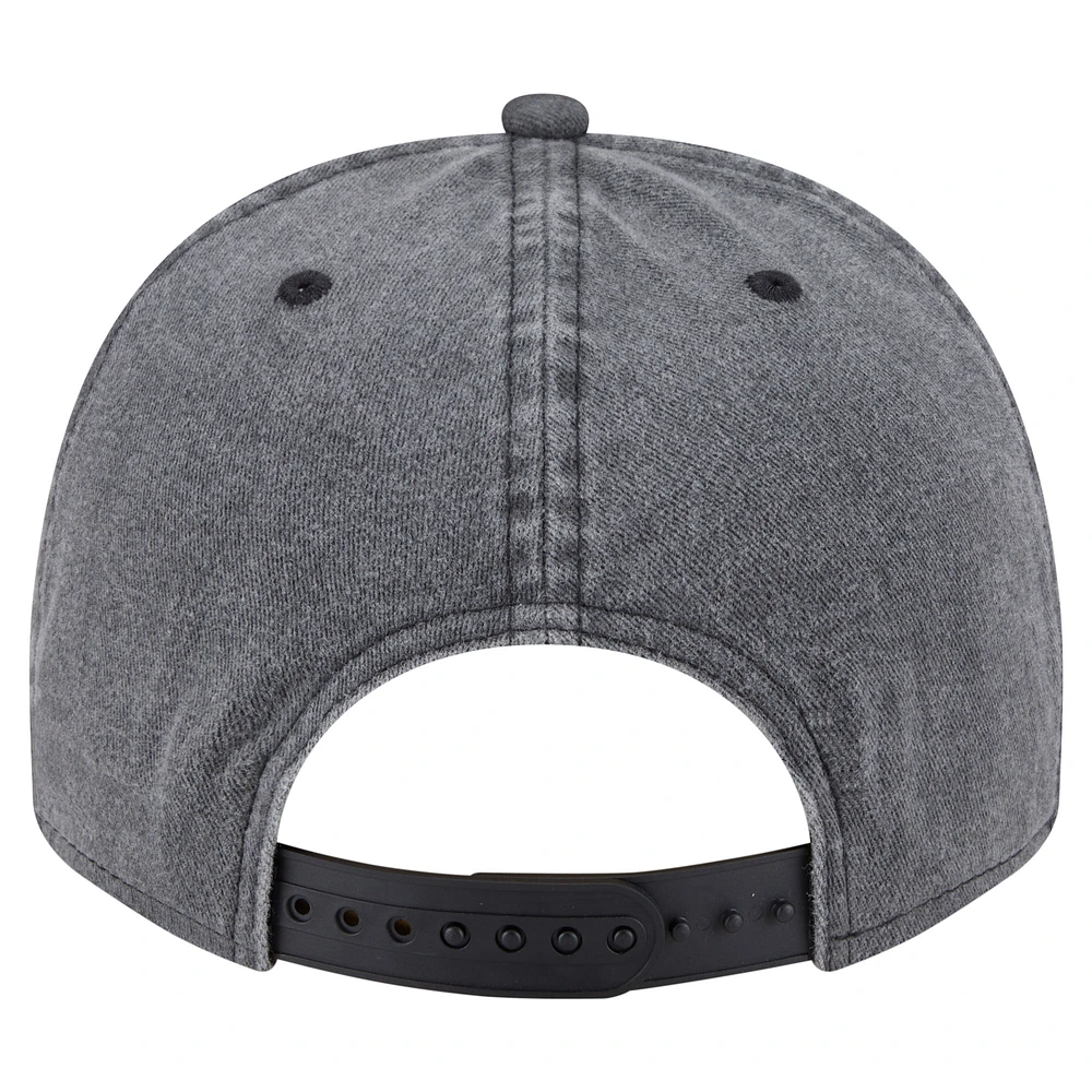 Men's New Era  Black Philadelphia Eagles Throwback Washed A-Frame 9FIFTY Snapback Hat