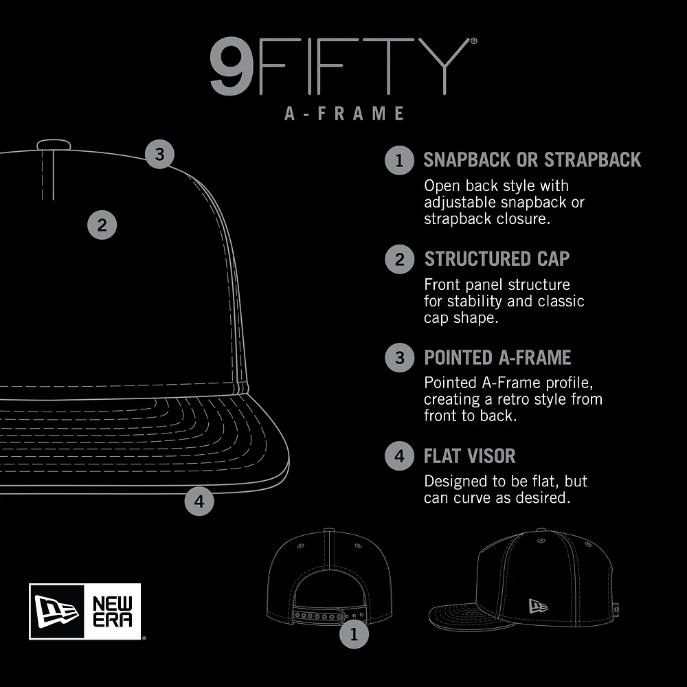 Men's New Era  Black Philadelphia Eagles Throwback Washed A-Frame 9FIFTY Snapback Hat