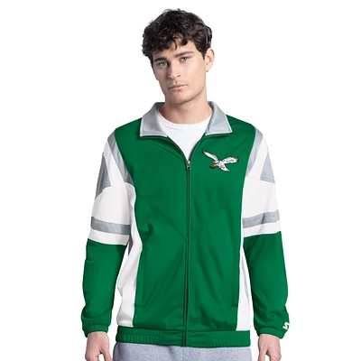 Veste de survêtement à fermeture éclair complète avec logo vintage Contender des Philadelphia Eagles pour homme, vert Starter