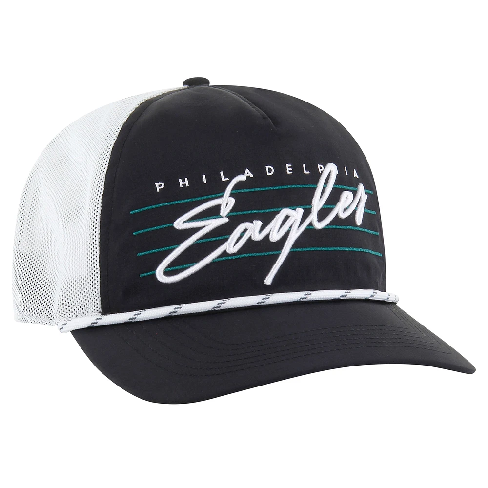 Men's '47 Black/White Philadelphia Eagles Downburst Relaxed Hitch Trucker Adjustable Hat