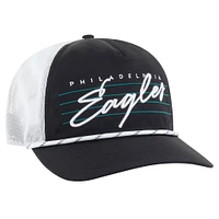 Casquette réglable '47 pour hommes des Eagles de Philadelphie Downburst Relaxed Hitch Trucker noir/blanc