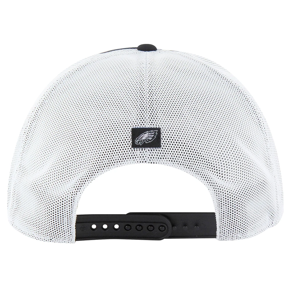 Casquette réglable '47 pour hommes des Eagles de Philadelphie Downburst Relaxed Hitch Trucker noir/blanc