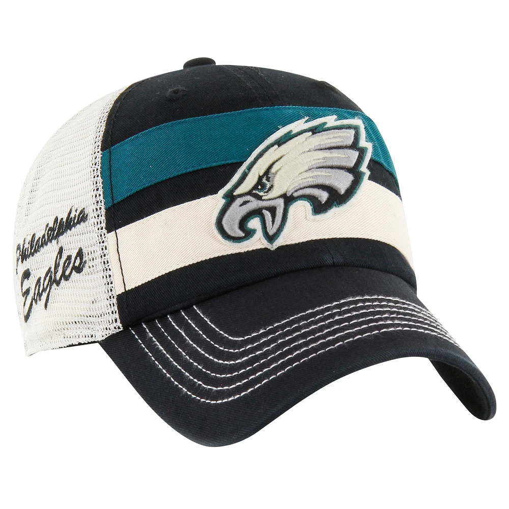 Men's '47 Black Philadelphia Eagles Clubhouse Boon Clean-Up Trucker Adjustable Hat