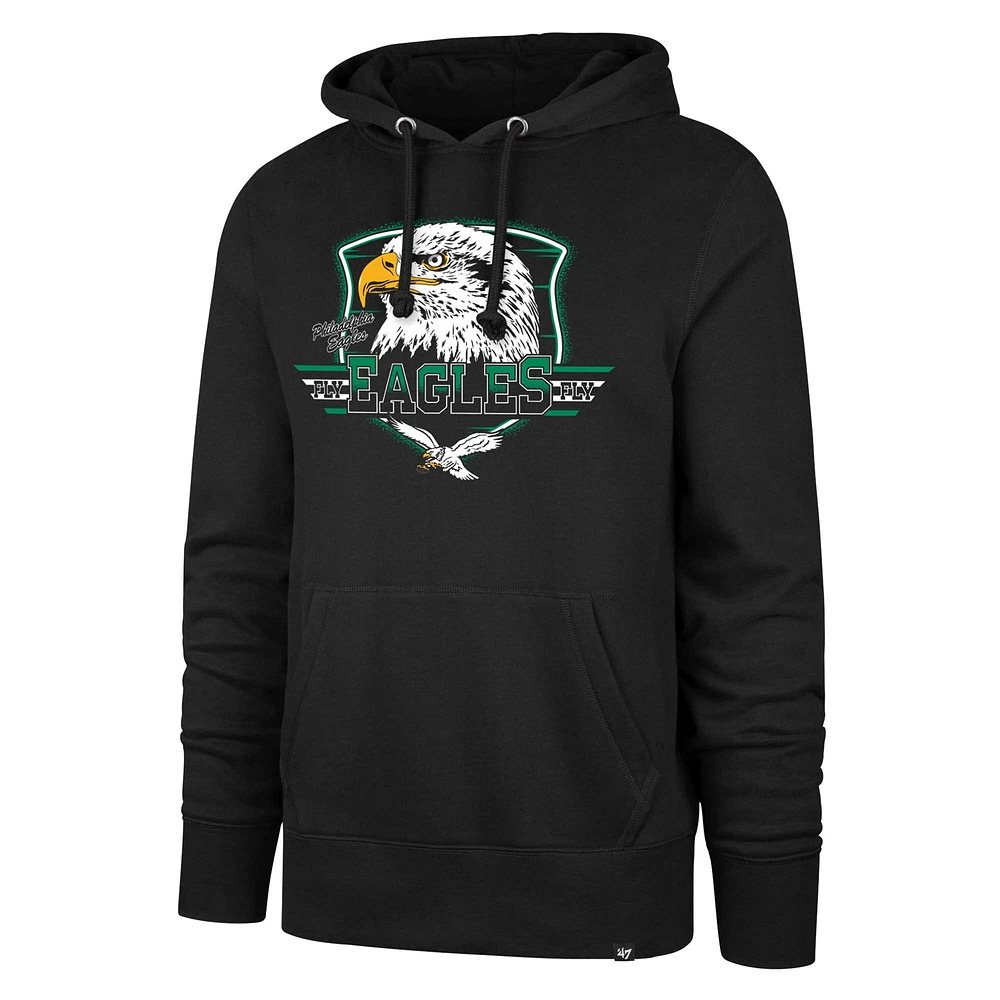 Men's '47 Black Philadelphia Eagles Regional Headline Pullover Hoodie