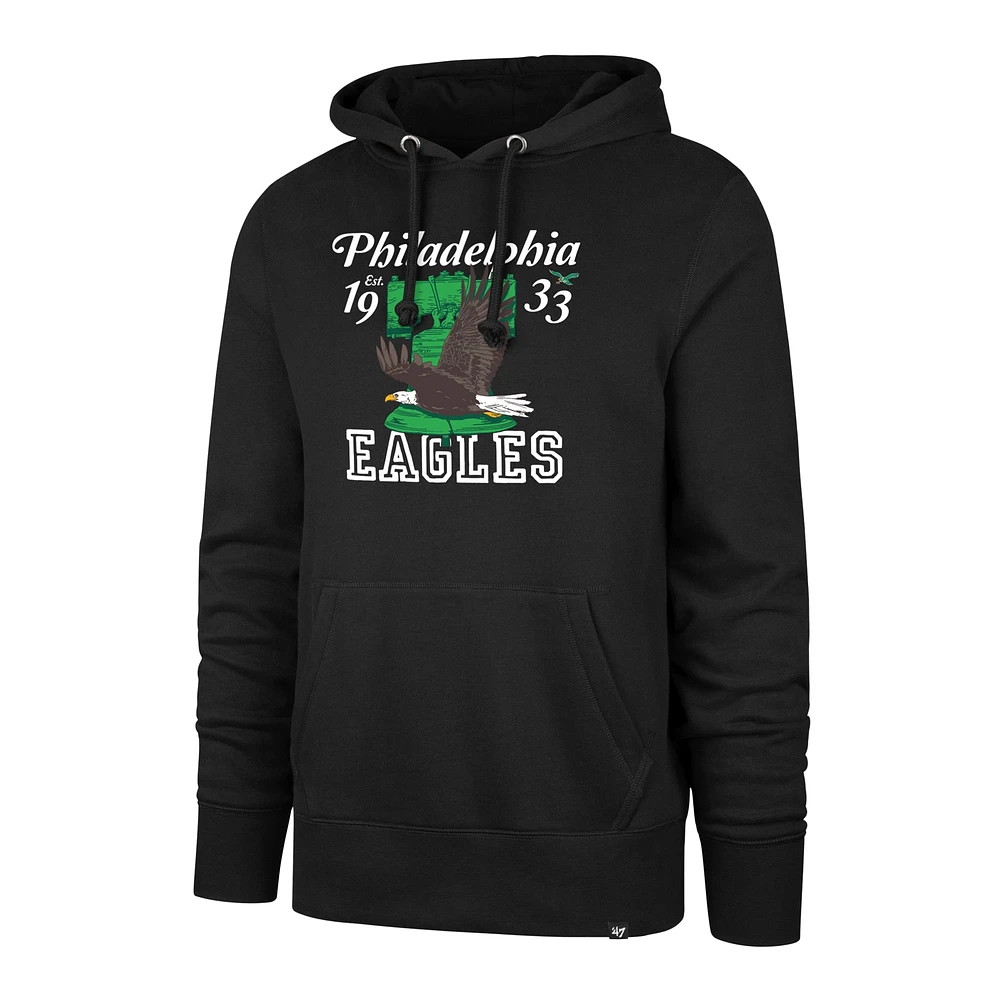 Men's '47  Black Philadelphia Eagles Regional Headline Pullover Hoodie