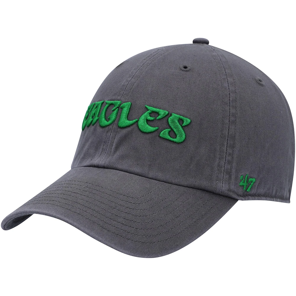 Casquette réglable '47 Charcoal Philadelphia Eagles Clean Up Script pour hommes