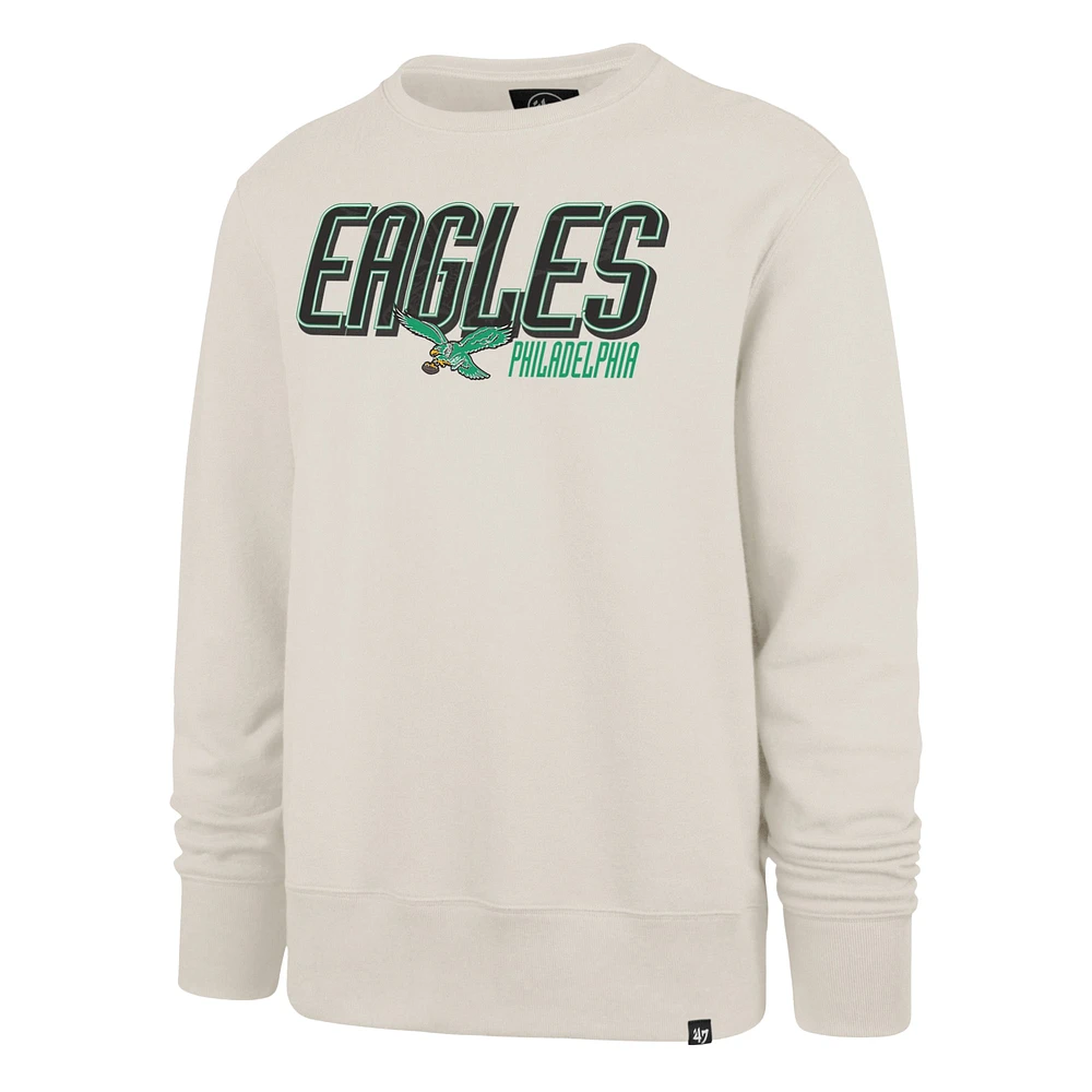 Men's '47  Cream Philadelphia Eagles Locked Headline Pullover Sweatshirt