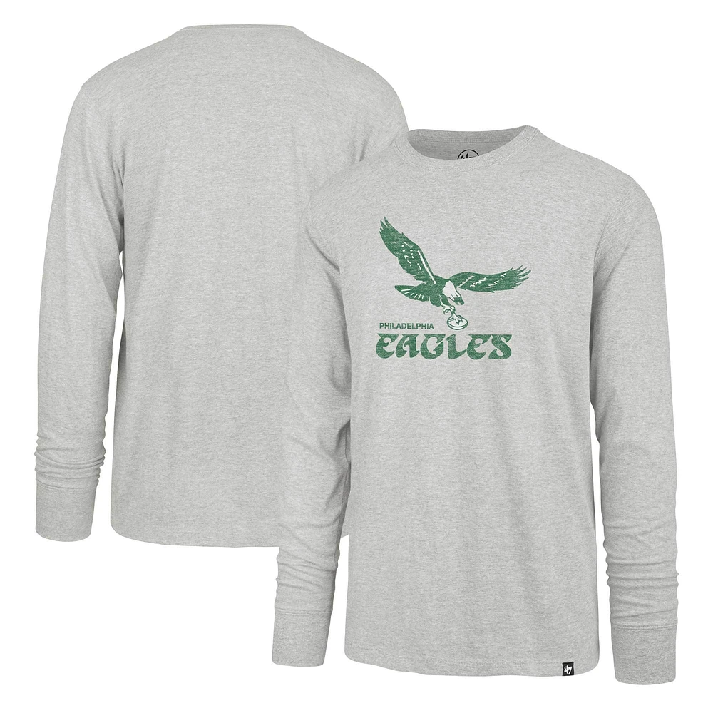 T-shirt à manches longues '47 gris Philadelphia Eagles Premier Franklin pour hommes