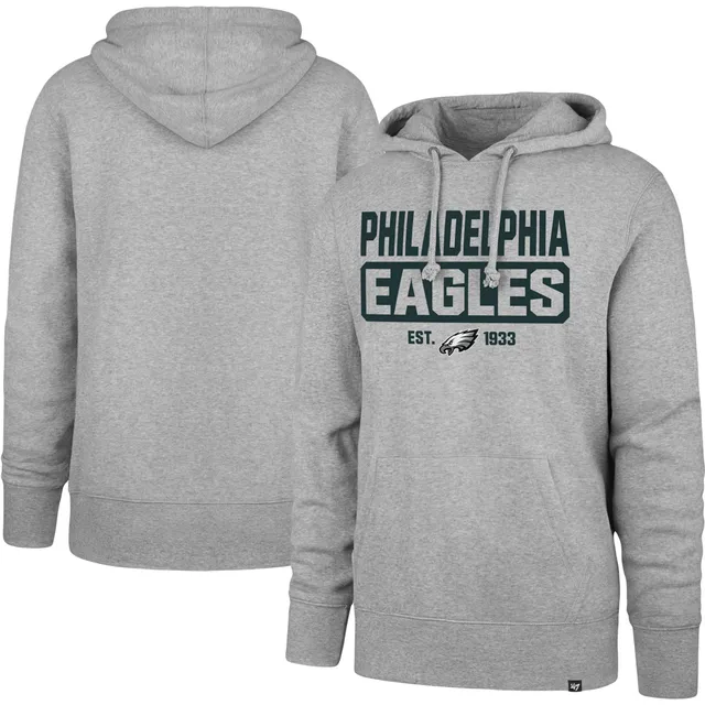 Men's Antigua Heather Gray Philadelphia Eagles Victory Pullover Hoodie 