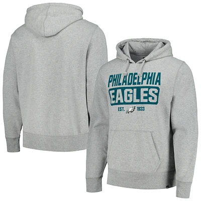 Men's '47 Heather Gray Philadelphia Eagles Box Out Headline Pullover Hoodie