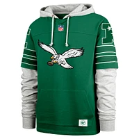 Sweat à capuche pour homme '47 Kelly Green Philadelphia Eagles Throwback Double Header Blitz Cornerback