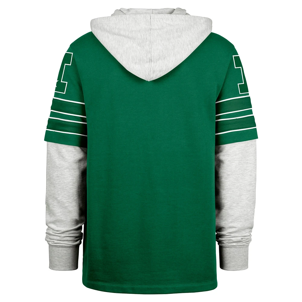 Sweat à capuche pour homme '47 Kelly Green Philadelphia Eagles Throwback Double Header Blitz Cornerback