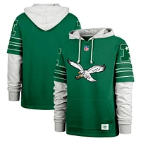 Sweat à capuche pour homme '47 Kelly Green Philadelphia Eagles Throwback Double Header Blitz Cornerback