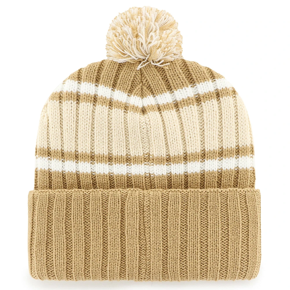 Men's '47 Khaki Philadelphia Eagles Two-Time Super Bowl Champions Plateau Cuffed Knit with Pom