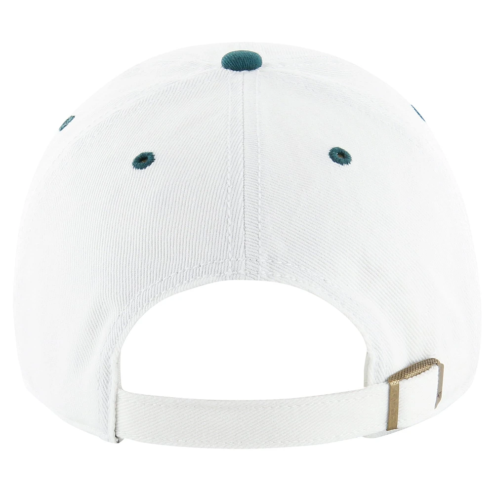 Men's '47 White/Midnight Green Philadelphia Eagles Double Header Diamond Clean Up Adjustable Hat