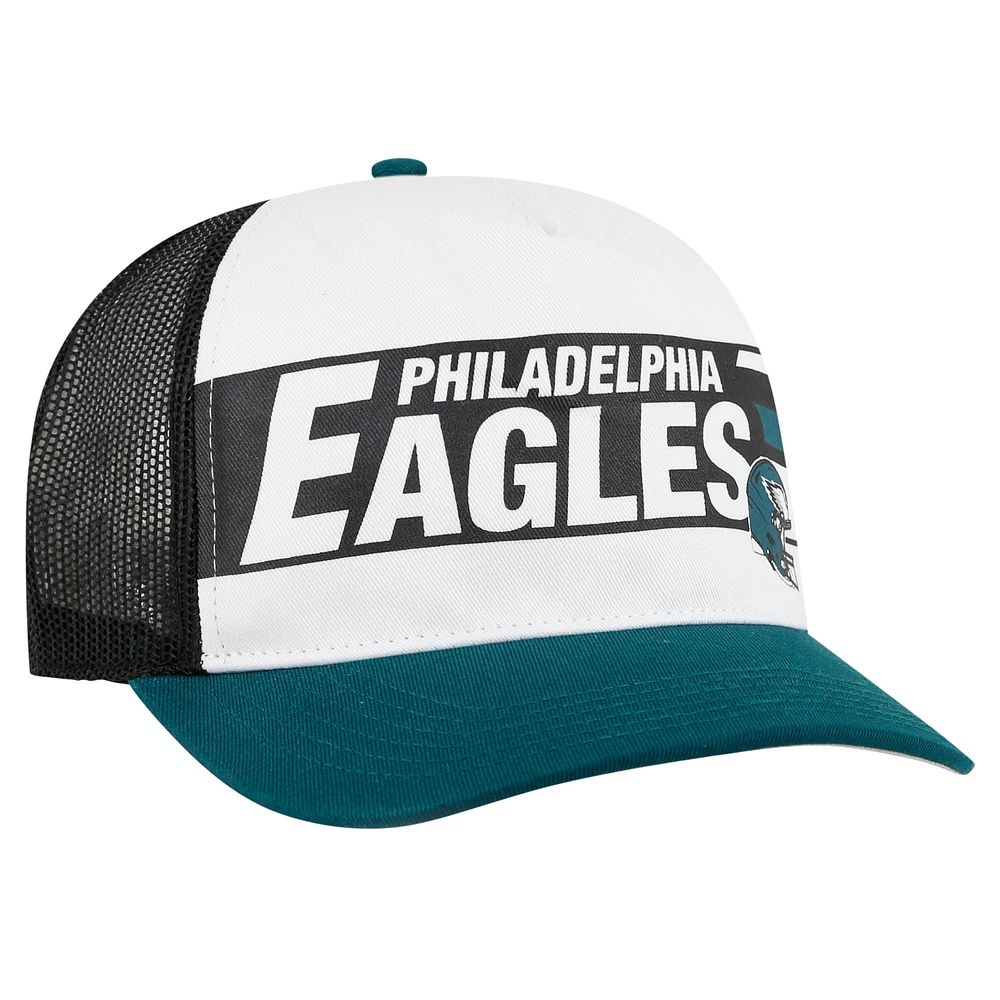 Men's '47 White/Midnight Green Philadelphia Eagles Stack Line Hitch Trucker Adjustable Hat