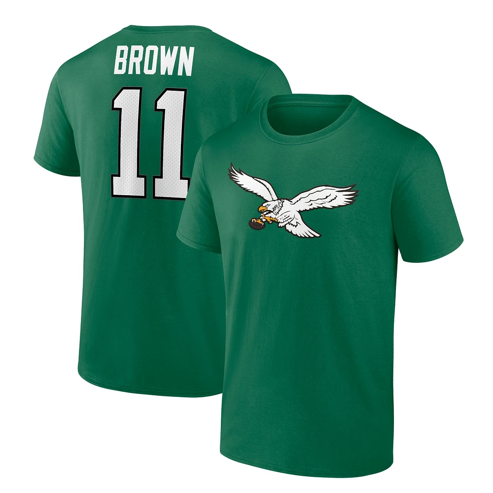 T-shirt pour homme A.J. Brown Kelly Green Philadelphia Eagles Player Icon avec nom et numéro