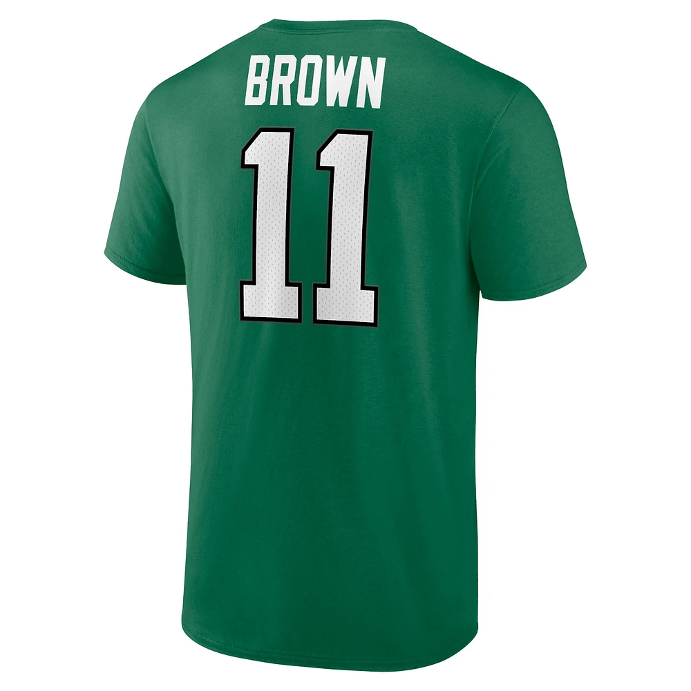 T-shirt pour homme A.J. Brown Kelly Green Philadelphia Eagles Player Icon avec nom et numéro