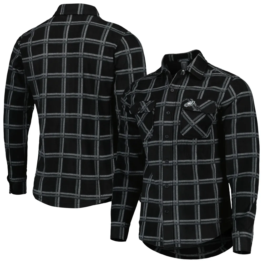 Veste-chemise boutonnée en flanelle noire pour homme des Philadelphia Eagles, modèle Industry, Antigua