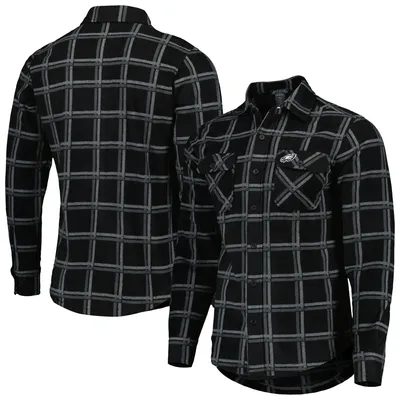 Veste-chemise boutonnée en flanelle noire pour homme des Philadelphia Eagles, modèle Industry, Antigua