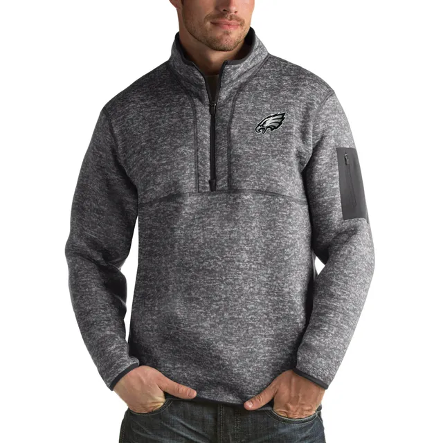 Men's Antigua Heather Gray Philadelphia Eagles Victory Pullover Hoodie 