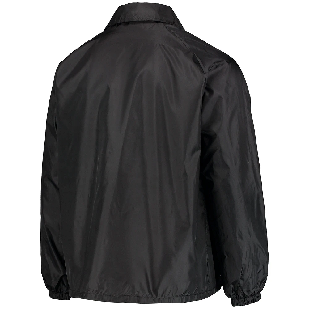 Veste coupe-vent classique noire à bouton-pression pour hommes des Philadelphia Eagles Coaches