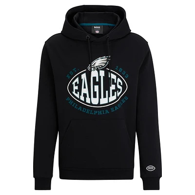 Men's BOSS X NFL Black Philadelphia Eagles Touchback Pullover Hoodie