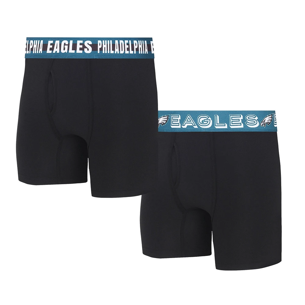 Men's Concepts Sport Philadelphia Eagles Gauge Knit Boxer Brief Two-Pack