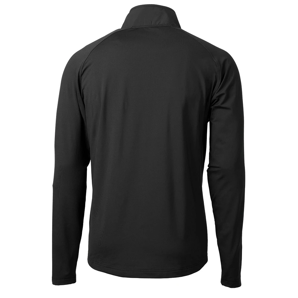 Pull-over rétro en tricot hybride recyclé à quart de zip pour homme, noir, des Philadelphia Eagles, Cutter & Buck