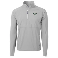 Pull-over rétro hybride en tricot recyclé à quart de zip pour homme, gris, des Philadelphia Eagles, Cutter & Buck