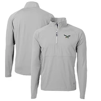 Pull-over rétro hybride en tricot recyclé à quart de zip pour homme, gris, des Philadelphia Eagles, Cutter & Buck