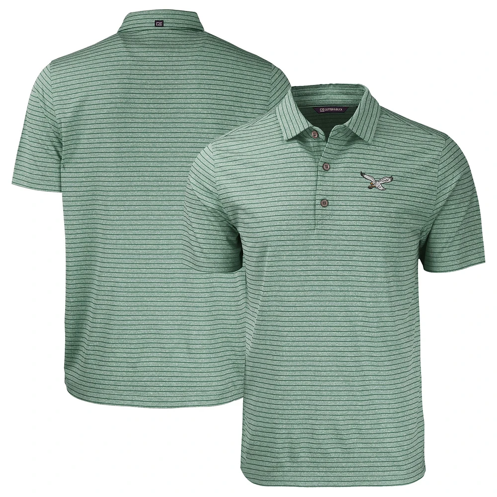 Polo recyclé extensible à rayures écologiques et chinées pour homme Cutter & Buck, vert chiné, des Philadelphia Eagles