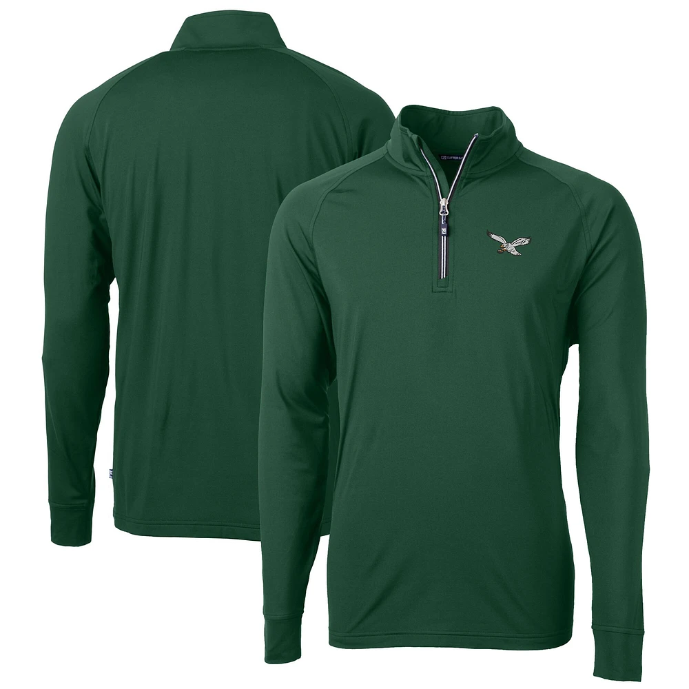 Pull zippé quart de tour en tricot extensible recyclé vert Philadelphia Eagles pour homme, Cutter & Buck Hunter