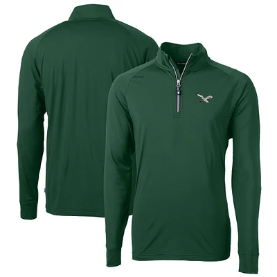 Pull zippé quart de tour en tricot extensible recyclé vert Philadelphia Eagles pour homme, Cutter & Buck Hunter