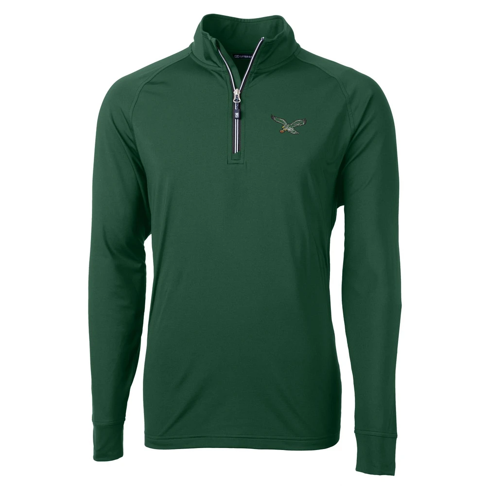 Pull-over rétro en tricot extensible et recyclé Adapt Eco Knit pour homme, vert nuit, avec fermeture éclair quart de tour, des Philadelphia Eagles