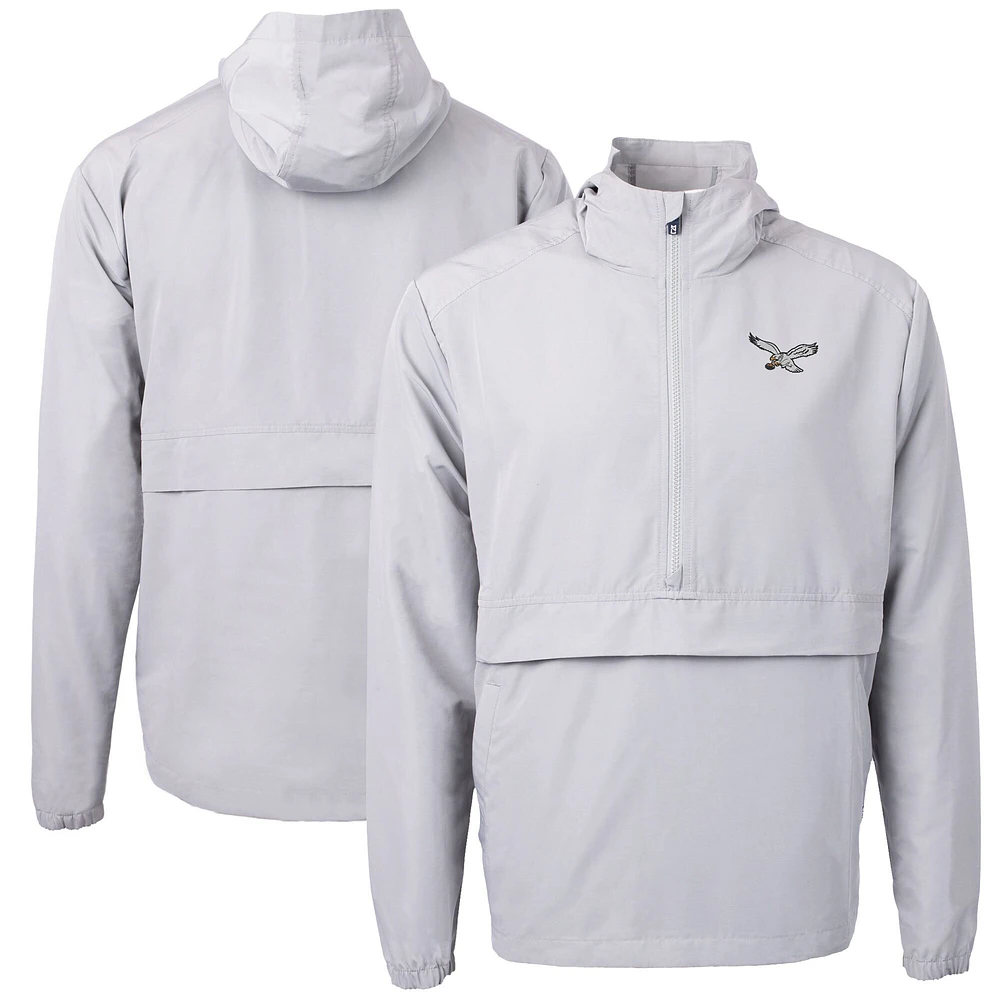 Veste anorak demi-zipée en tricot recyclé Charter Eco Knit pour homme, Cutter & Buck Silver, des Philadelphia Eagles