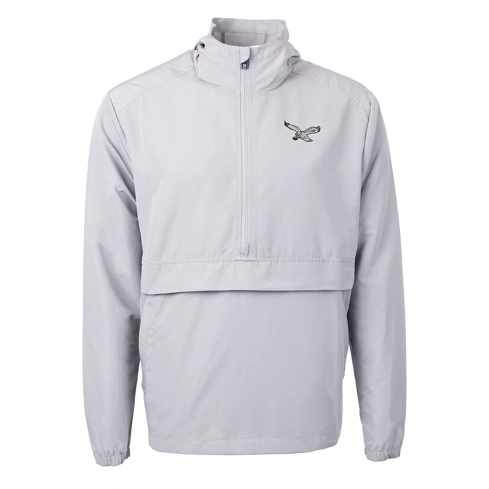 Veste anorak demi-zipée en tricot recyclé Charter Eco Knit pour homme, Cutter & Buck Silver, des Philadelphia Eagles