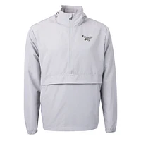 Veste anorak demi-zipée en tricot recyclé Charter Eco Knit pour homme, Cutter & Buck Silver, des Philadelphia Eagles