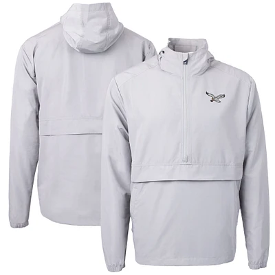 Veste anorak demi-zipée en tricot recyclé Charter Eco Knit pour homme, Cutter & Buck Silver, des Philadelphia Eagles