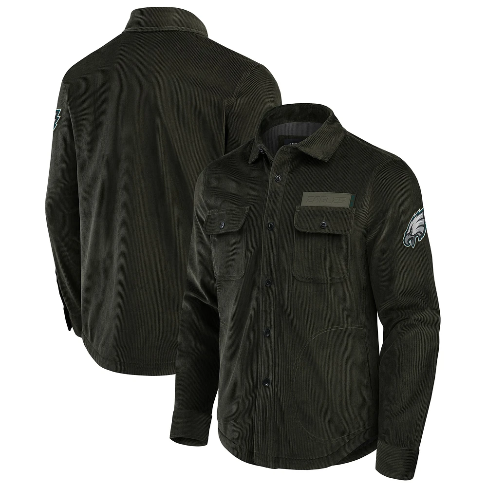 Men's Darius Rucker Collection by Fanatics Dark Green Philadelphia Eagles Corduroy Full-Button Shacket