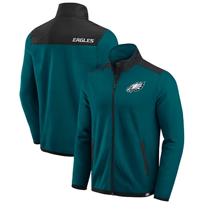 Veste polaire à fermeture éclair intégrale en color block vert Philadelphia Eagles de la collection Darius Rucker Fanatics pour homme