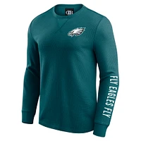 Men's Darius Rucker Collection by Fanatics Kelly Green Philadelphia Eagles Washed Waffle-Knit Long Sleeve T-Shirt